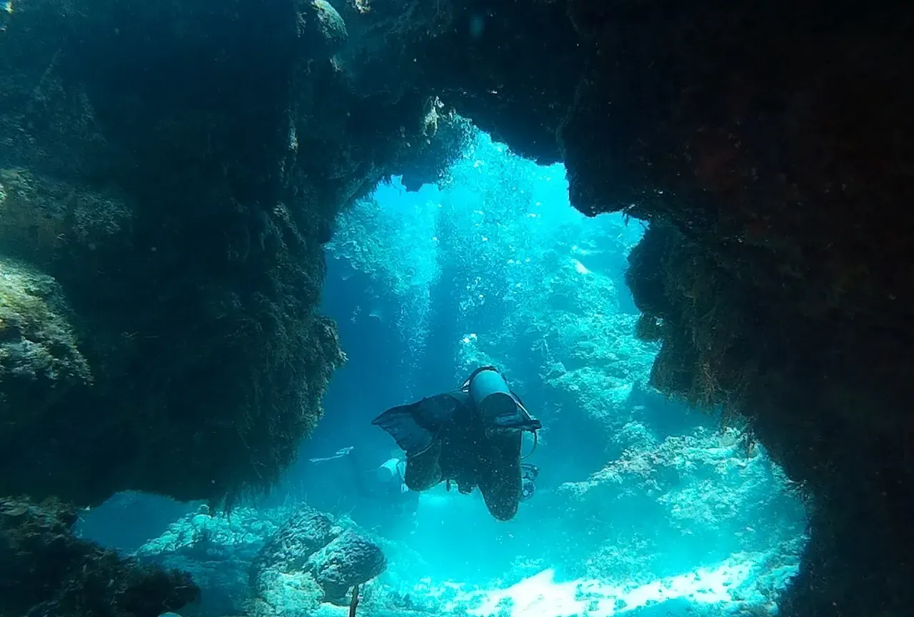 A diver at Palancar Reef off Cozumel