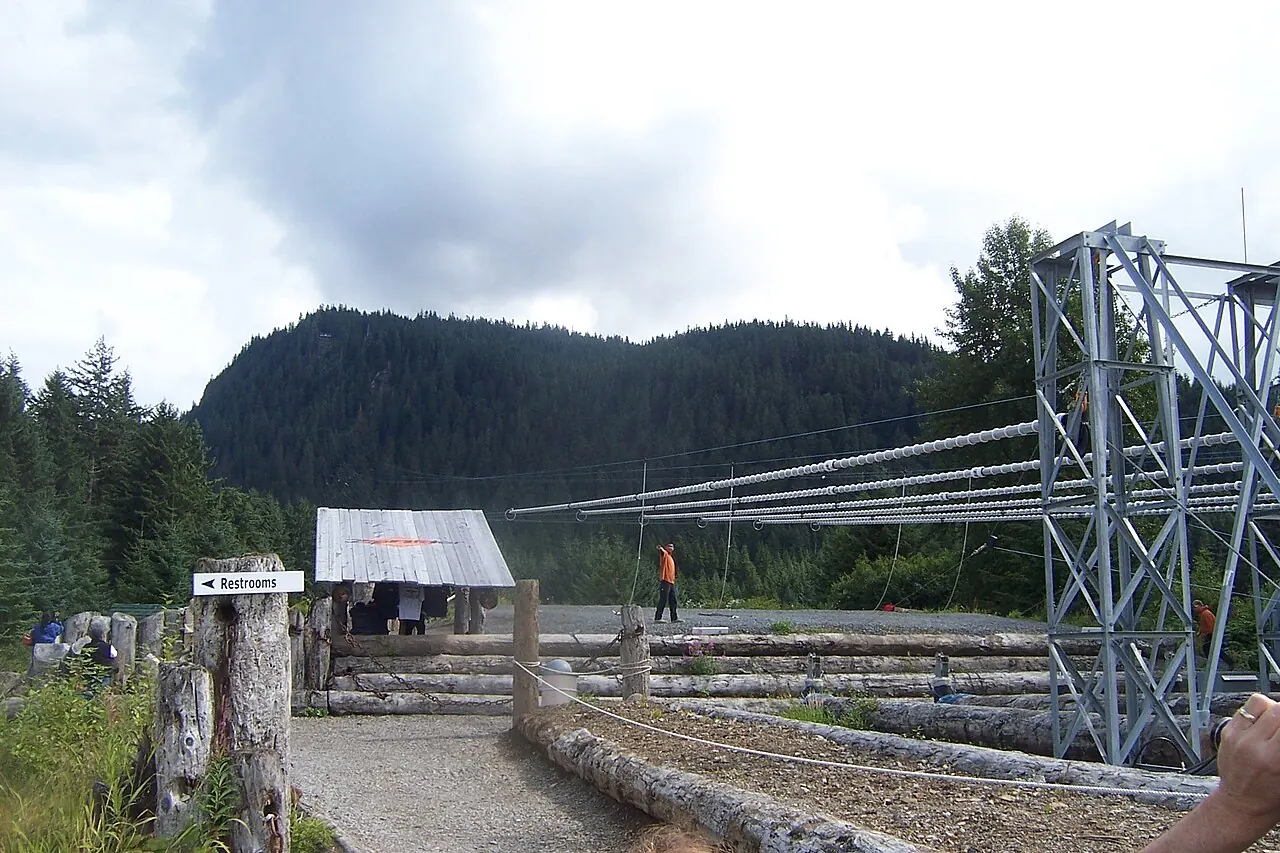 The zip line towers at Icy Strait Point