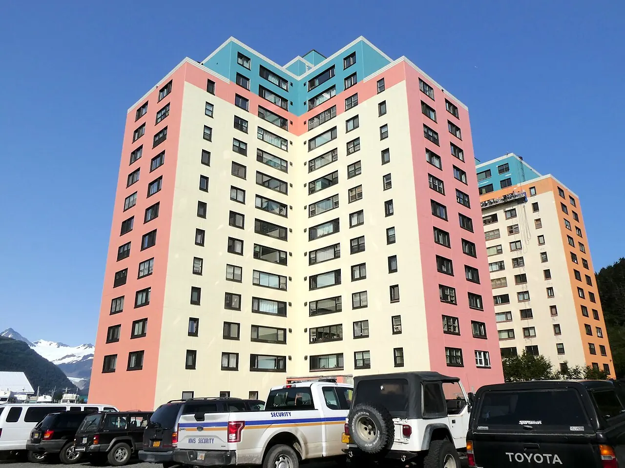Begich Towers in Whittier, where most residents live